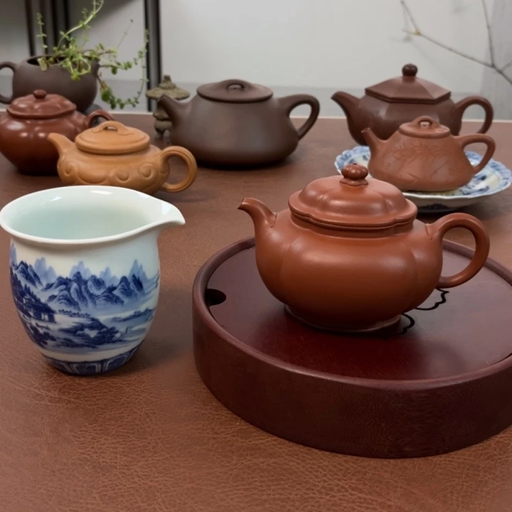 紫砂茶壶无*经文海棠小煤窑朱泥壶