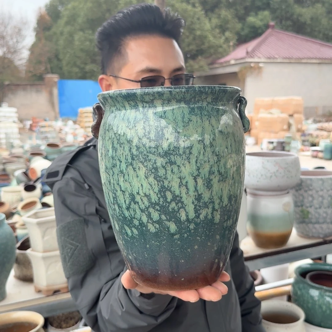 紫砂花盆口19高25（一个镇店之宝绿雪花