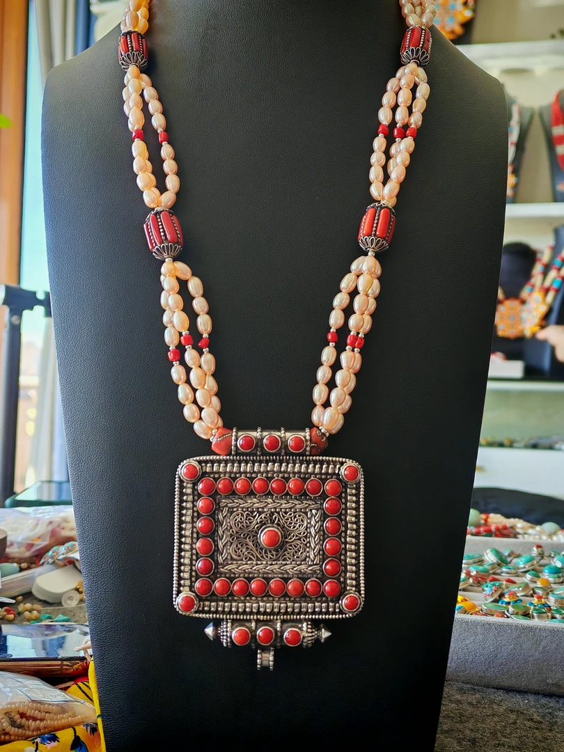 坠链均925银亚克力 尼泊尔进口女士项链