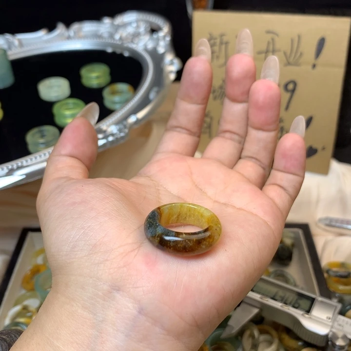 章***~合金蛇纹石玉戒指