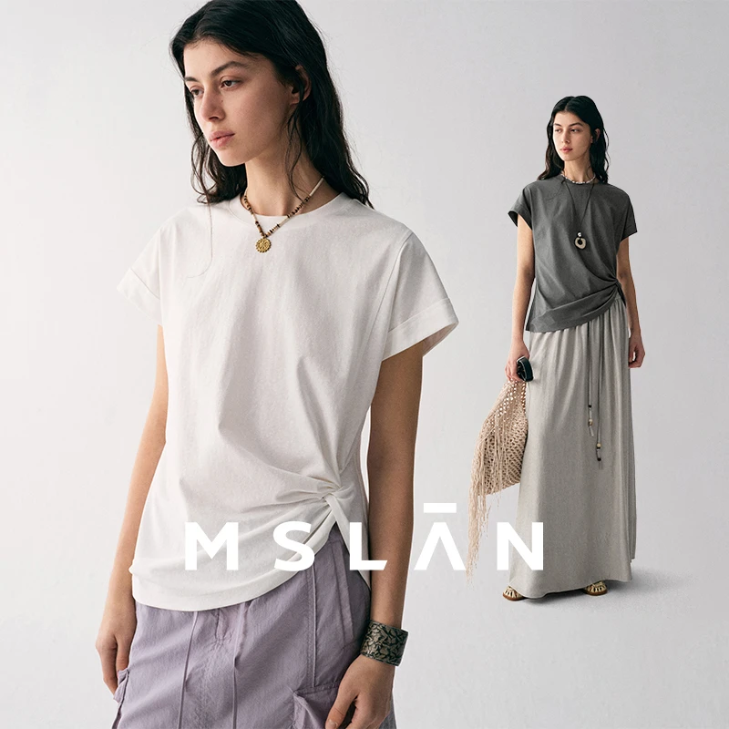 【秀场同款】MSLAN25夏新款侧腰户外扭结T恤MHBN500
