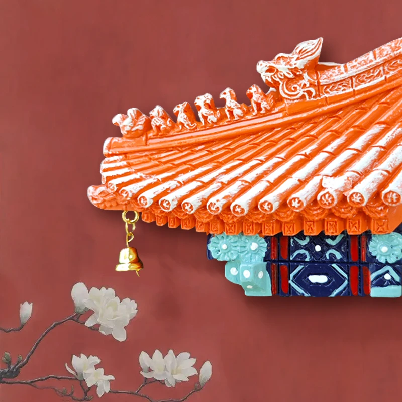 【桃乐西】创意3D立体文创脊兽雪景屋檐冰箱贴磁贴旅游纪念装饰礼品