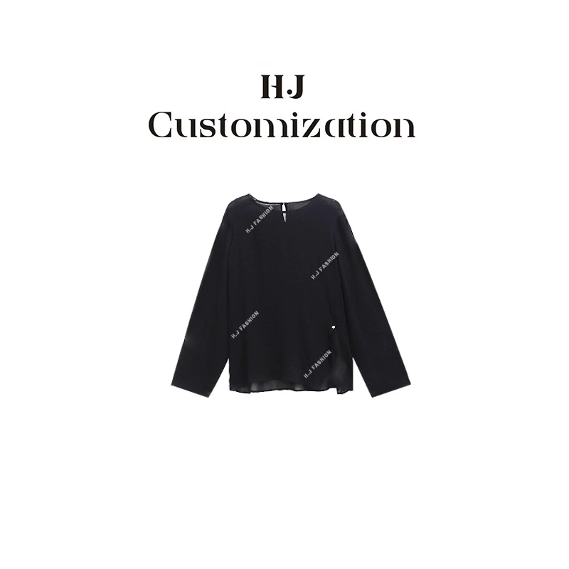 【 H·J 】“裸感肌肤”舒适透气侧开叉小衫7767