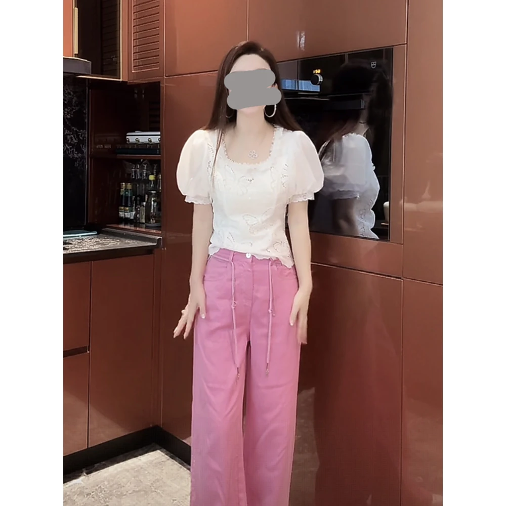 香朵儿2026夏季韩版纯色U型领短袖T恤女生时尚百搭减龄显瘦上衣