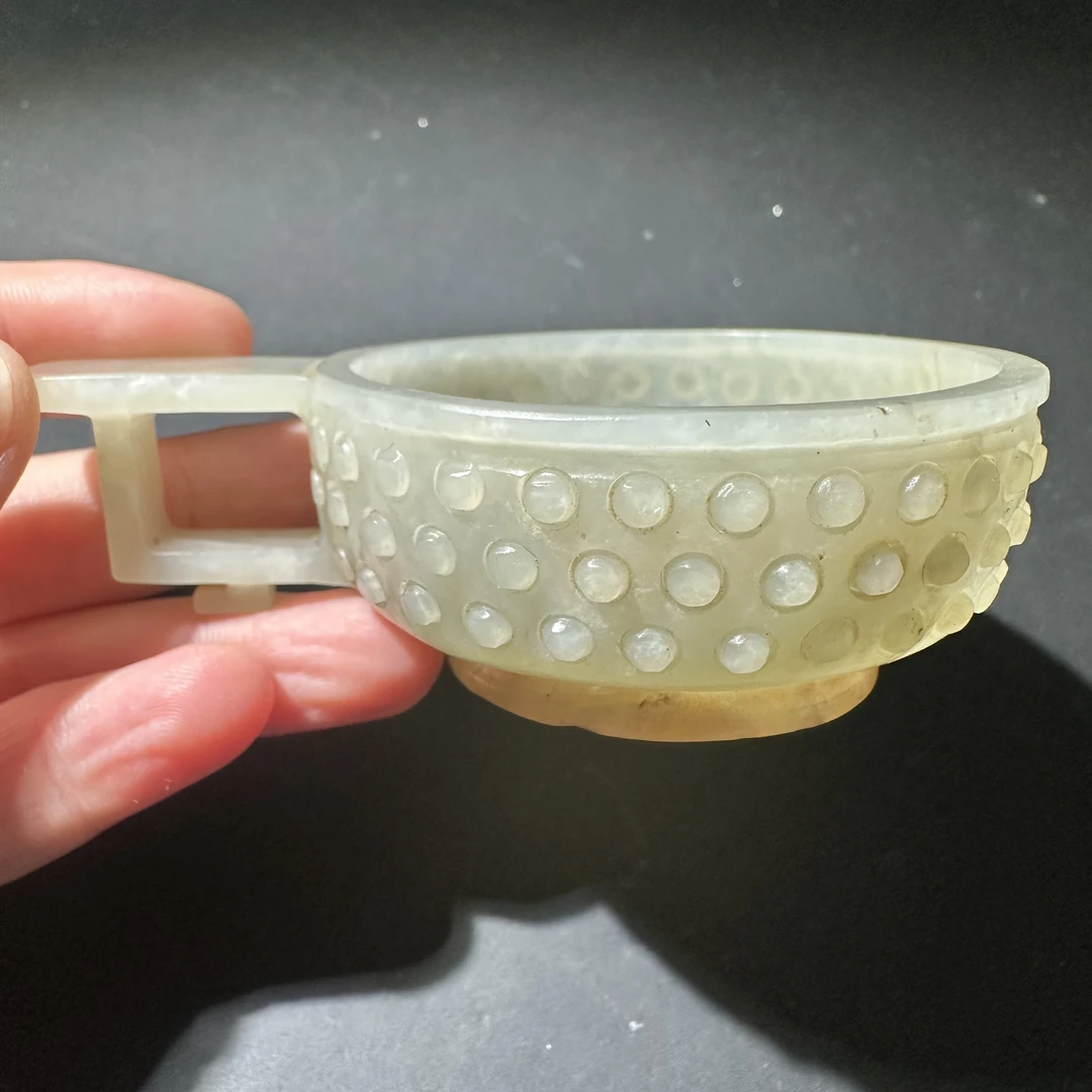 和田白玉单耳杯子