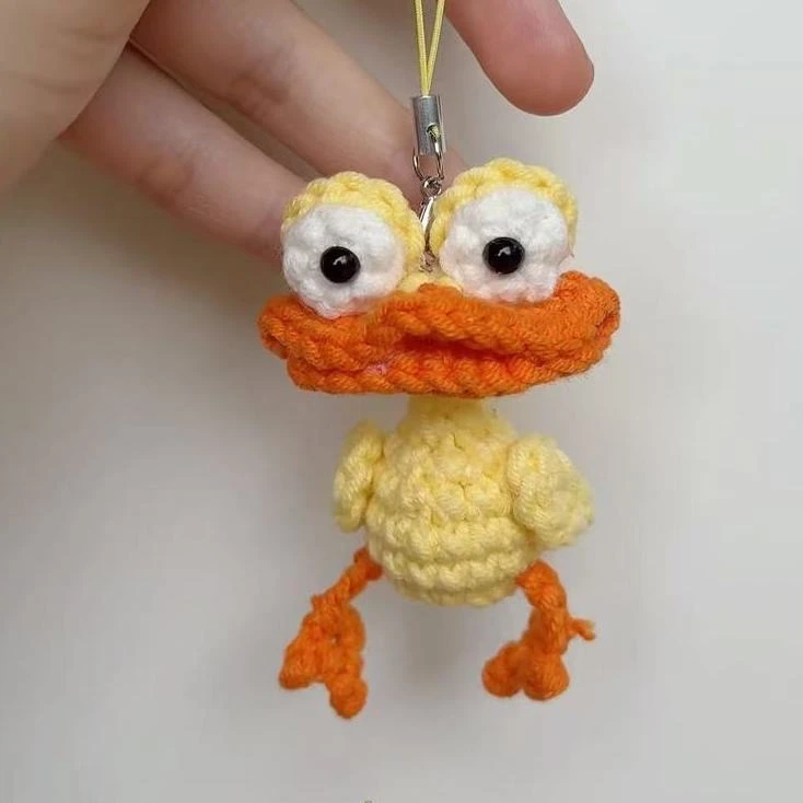 丑萌可爱小鸭子挂件手工diy编织材料包自制小黄丑鸭挂件送男友礼
