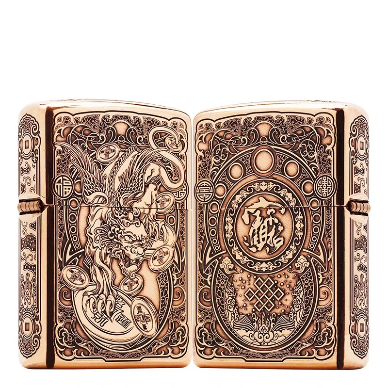 ZIPPO/之宝打火机 紫铜套壳【九钱貔貅】原装煤油打火机DYJ1