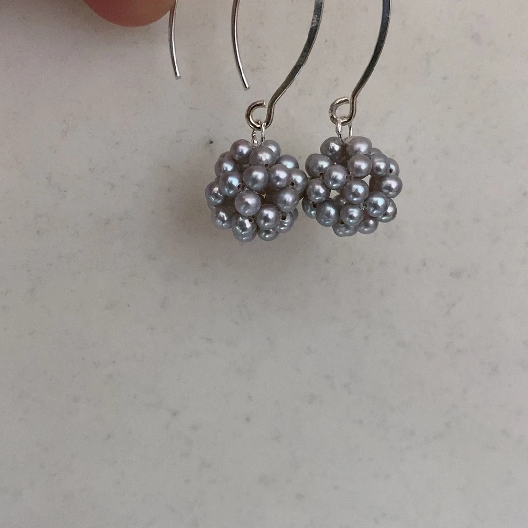 银S925镶嵌耳饰淡水珍珠