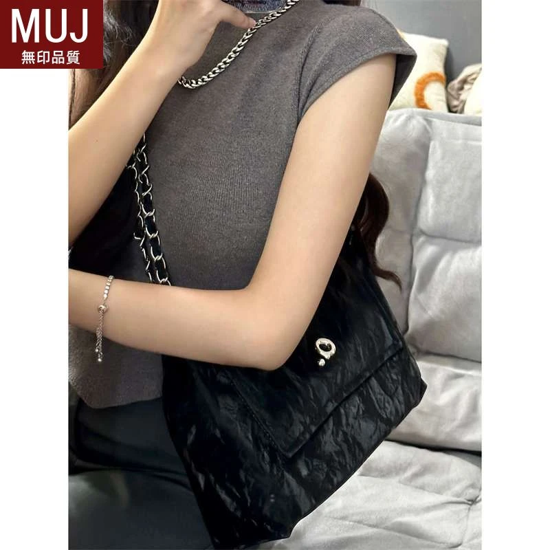 日本无印MUJ秋冬款包包女2025新款时尚托特包大容量链条腋下包百
