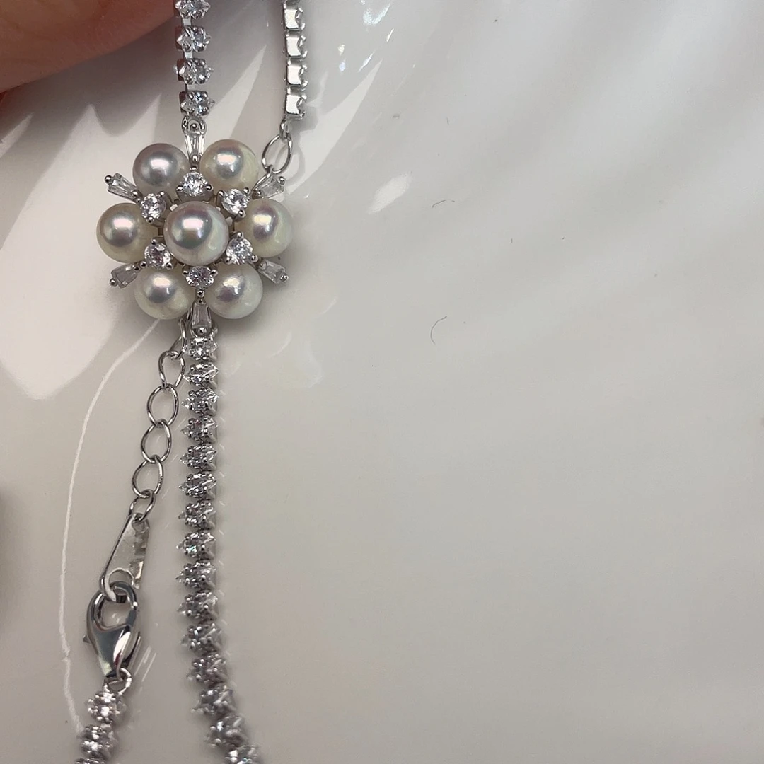 银S925镶嵌海水珍珠手绳