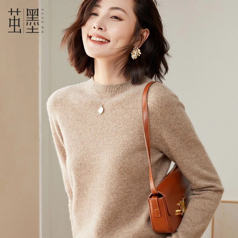 Janemo/茧墨圆领简约一线成衣温暖羊毛衫