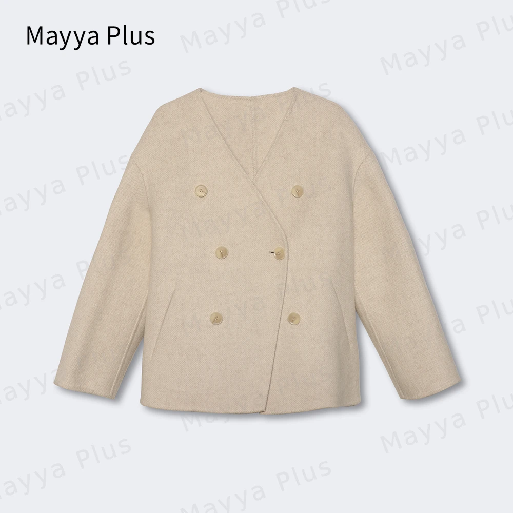 【紫木香调】Mayya Plus原创麦芽定制气质显瘦款绵羊毛外套32336621