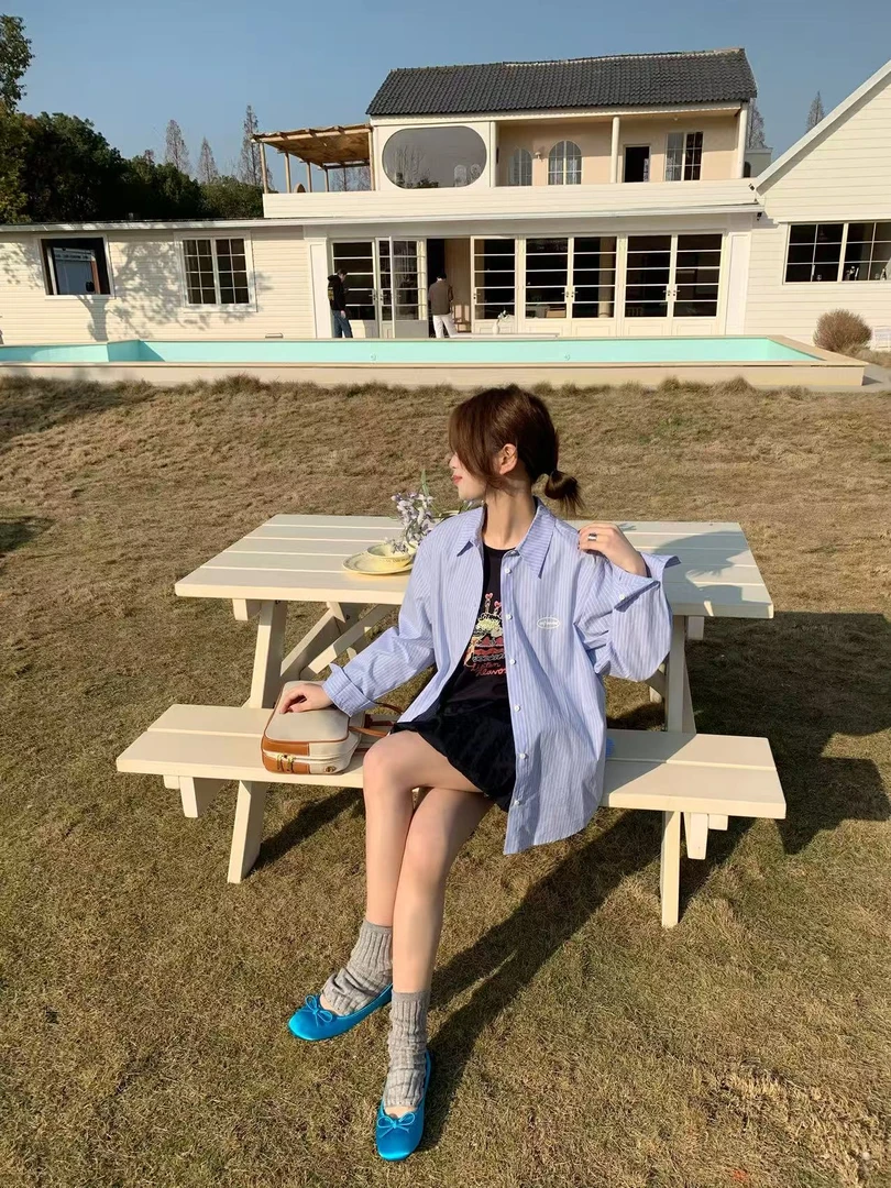 恩熙·韩版条纹款立领衬衫10002