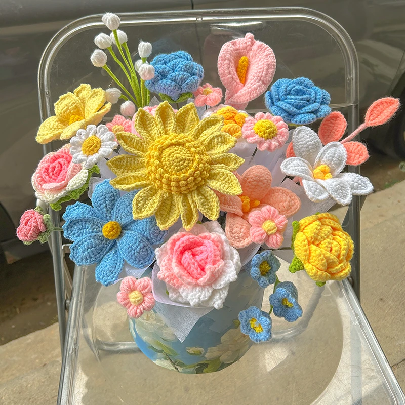 【碧海梦幻】新款创意抱桶毛线钩织成品送妈妈闺蜜亲友桌面礼物摆件