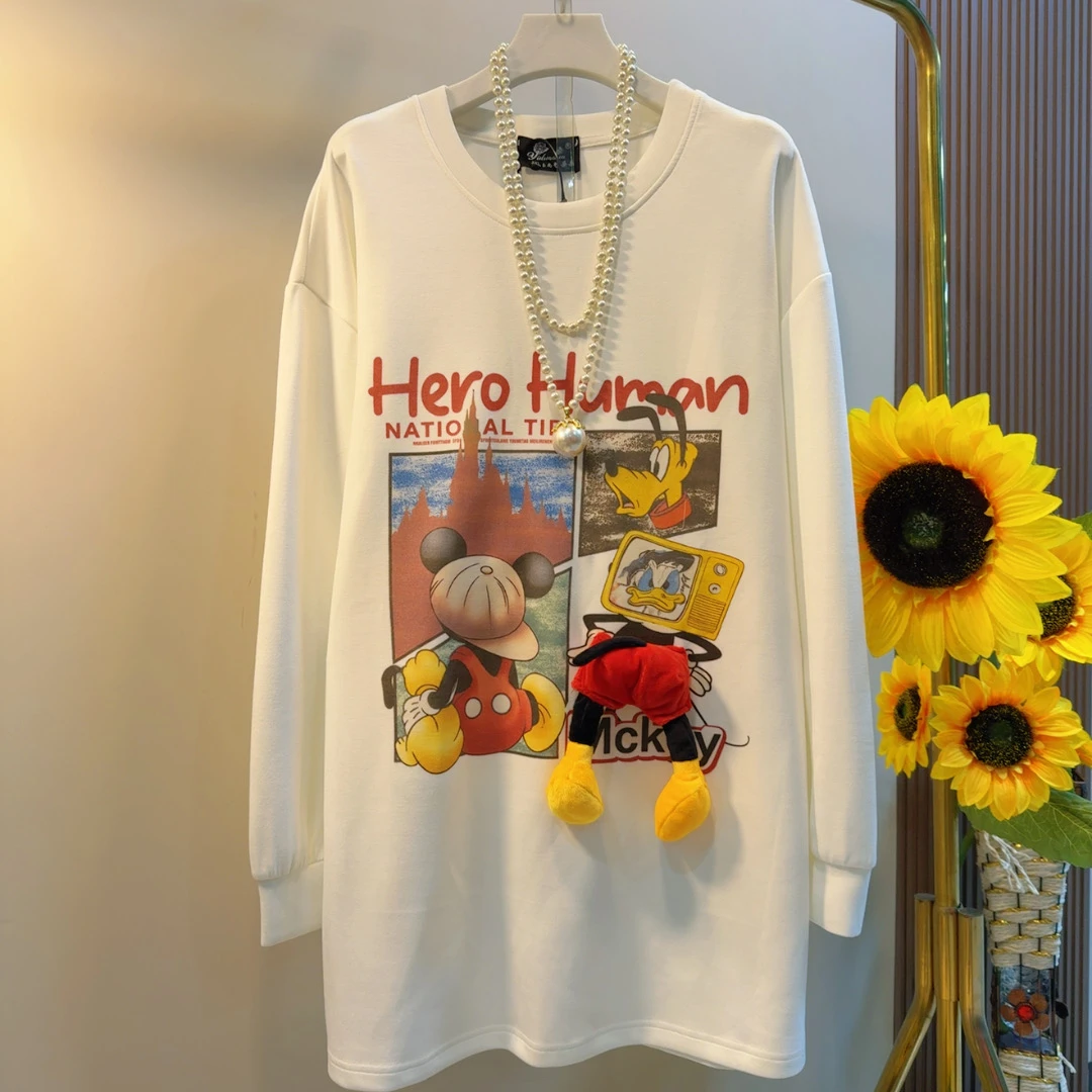 YDD新款休闲减龄卡通长袖T恤衫大衫