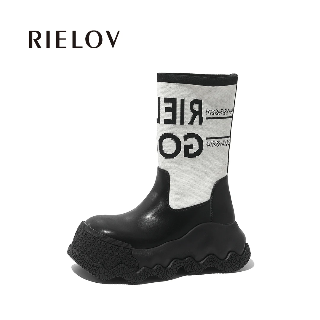 【RIELOV●罗马假日】增高7cm时尚潮流百搭靴子女弹力瘦瘦靴22619-5