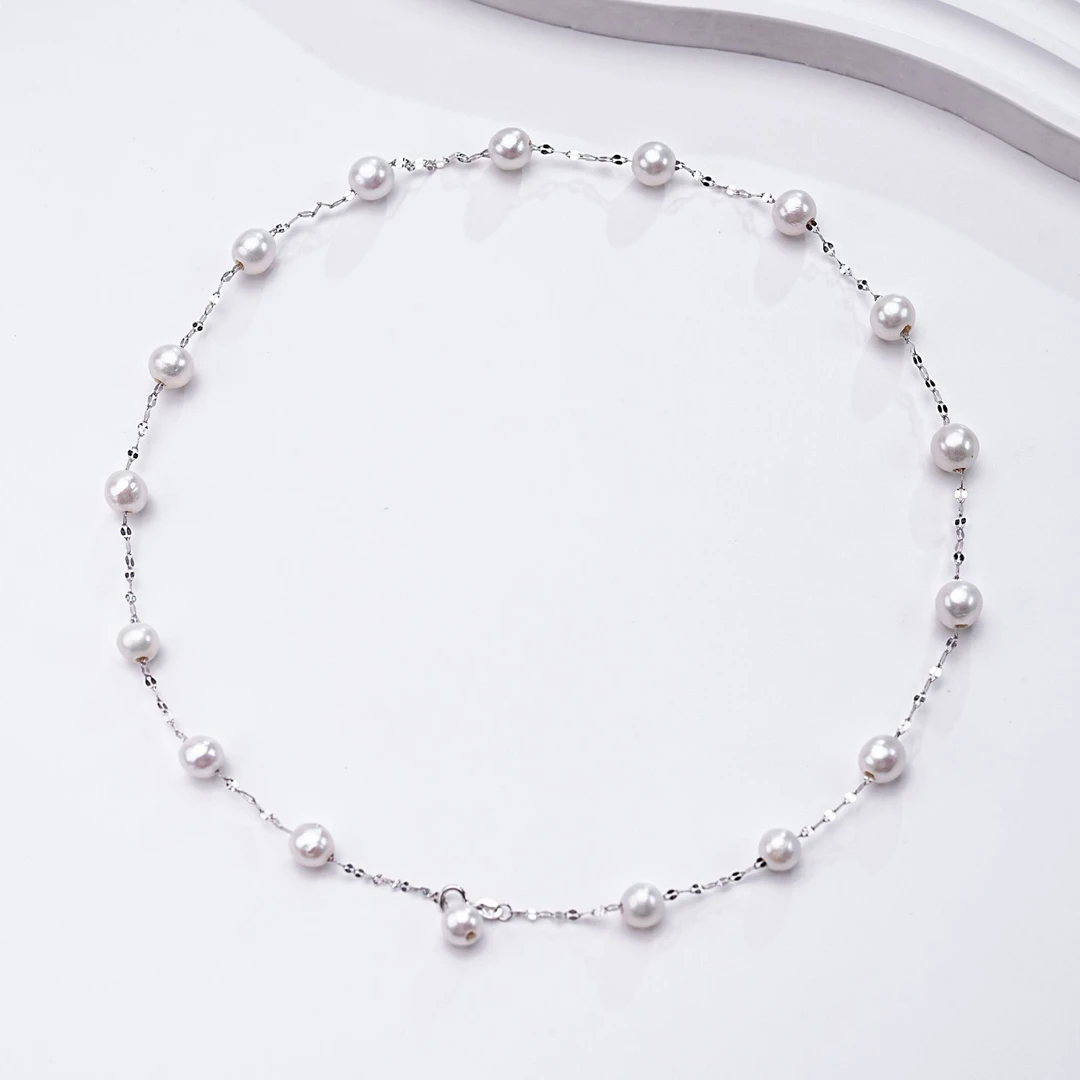 淡水珍珠银S925满天星项链6.3-7.3-多样性发一