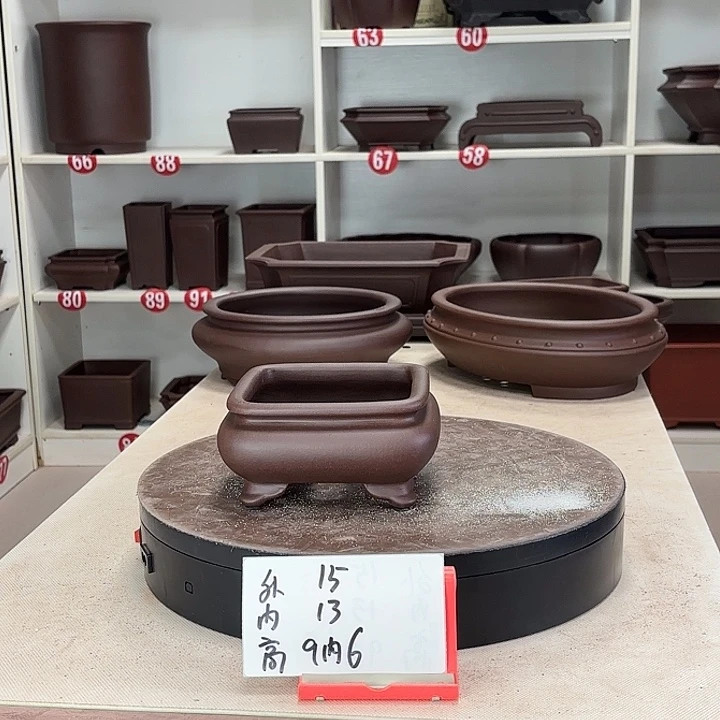 紫砂花盆束口四方