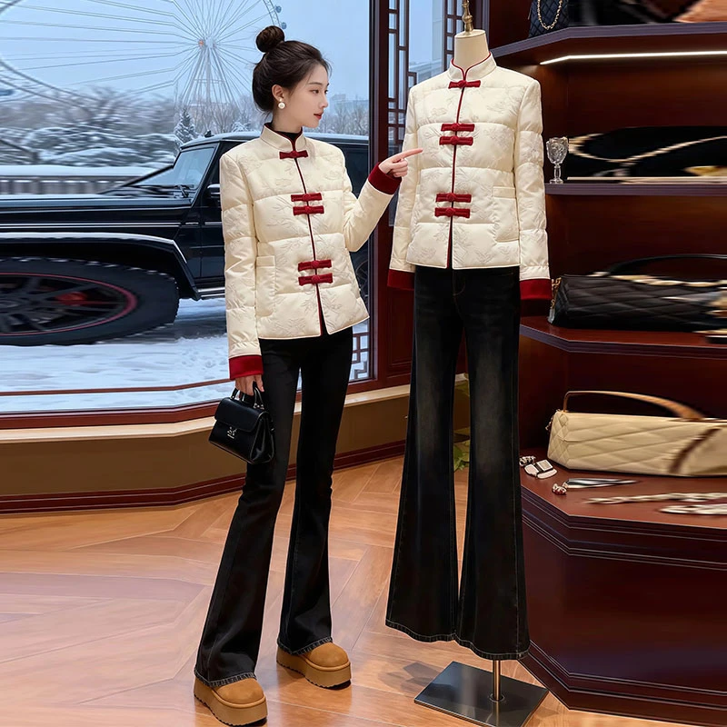 兹伊翰【绝美新中式】国风高级感气质棉服女士2025冬季新款时尚棉衣