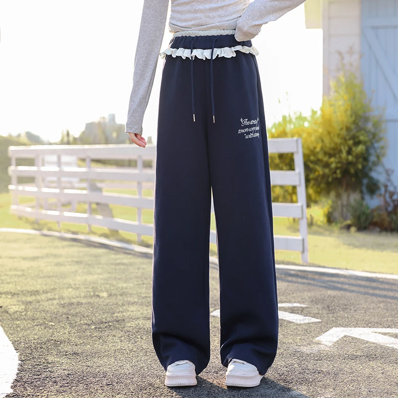 字母绣花直筒休闲裤25086