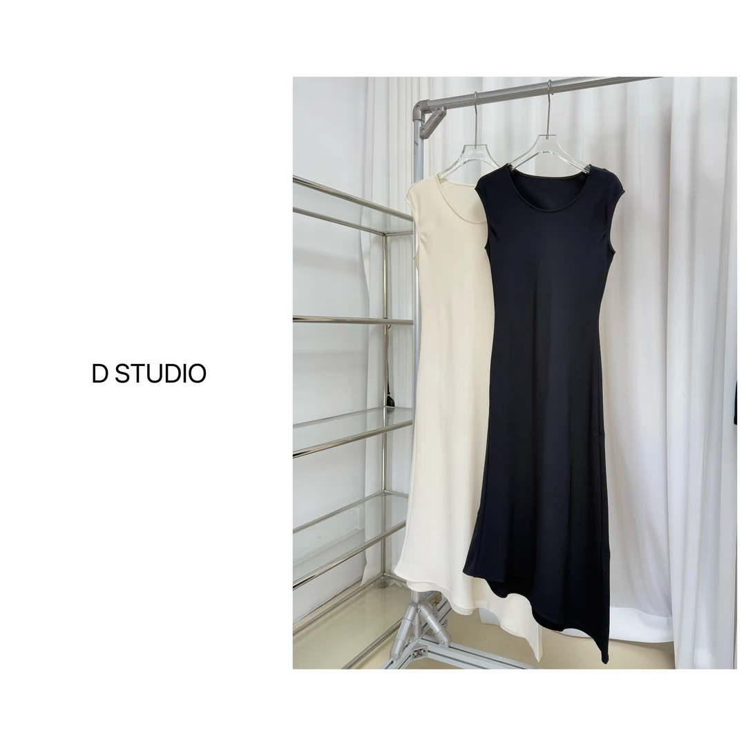 D STUDIO 两色不规则圆领醋酸裙D2474
