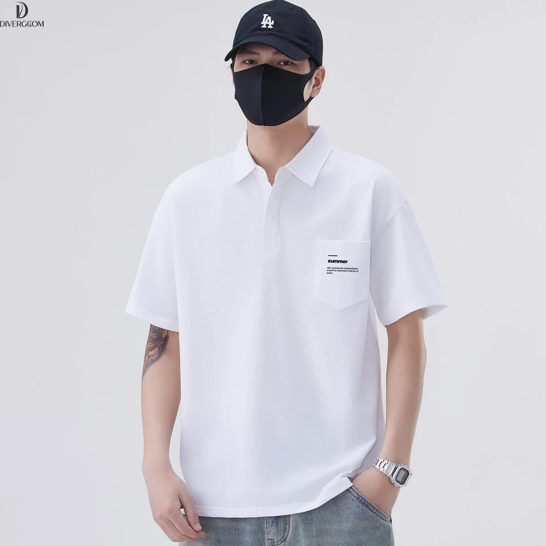 DIIIVERGOM高端衫男士短袖口袋恤新款商务休闲修身翻领保罗衫男款
