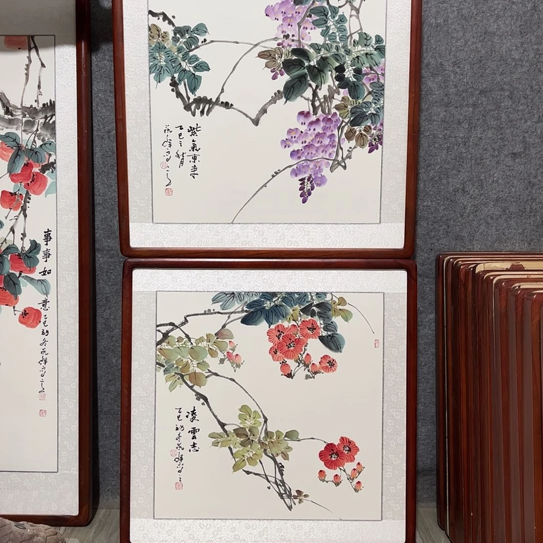国画书画作品带框63×63