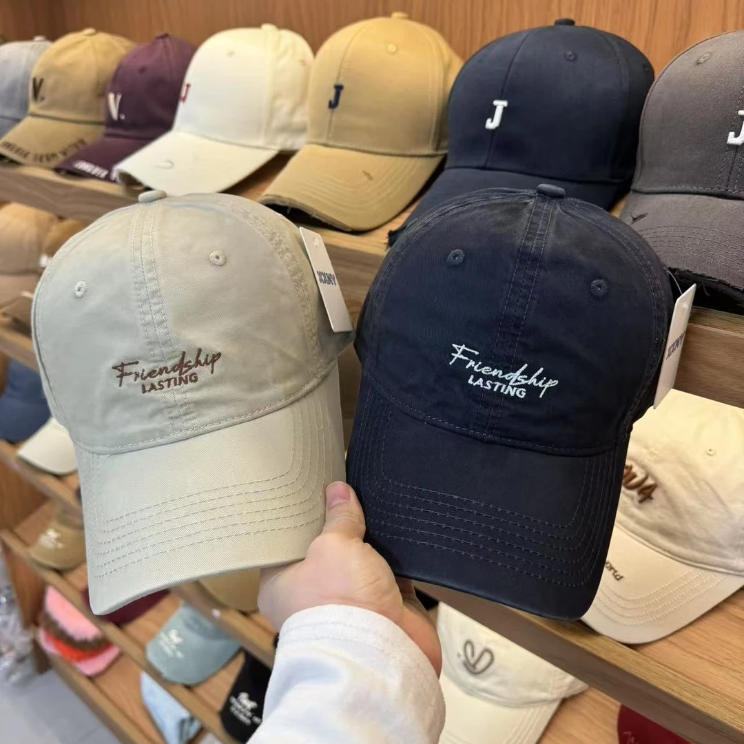 新款韩版春夏棒球帽大帽檐显脸小休闲百搭小字母鸭舌帽遮阳潮男女