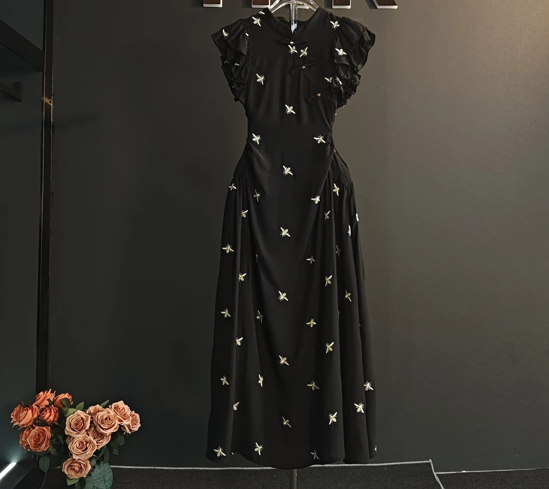 ++【小黑裙】高端精致新中式改良年轻款国风黑色连衣裙女夏季2025