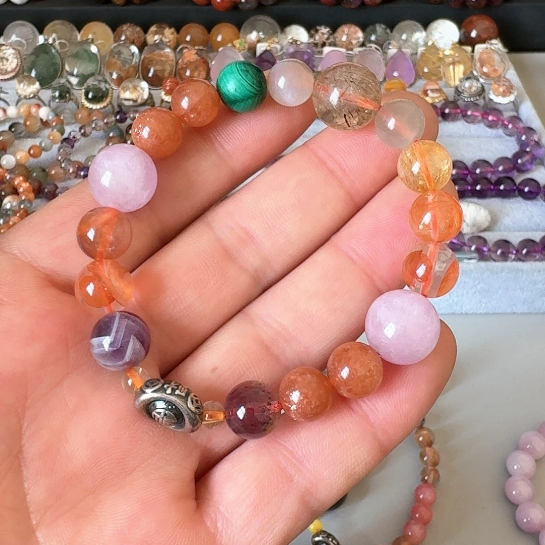 水晶多宝手串足银镶嵌