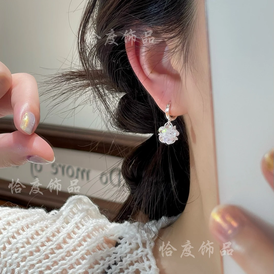 【恰度】清冷感冰凝花耳环百搭轻奢法式