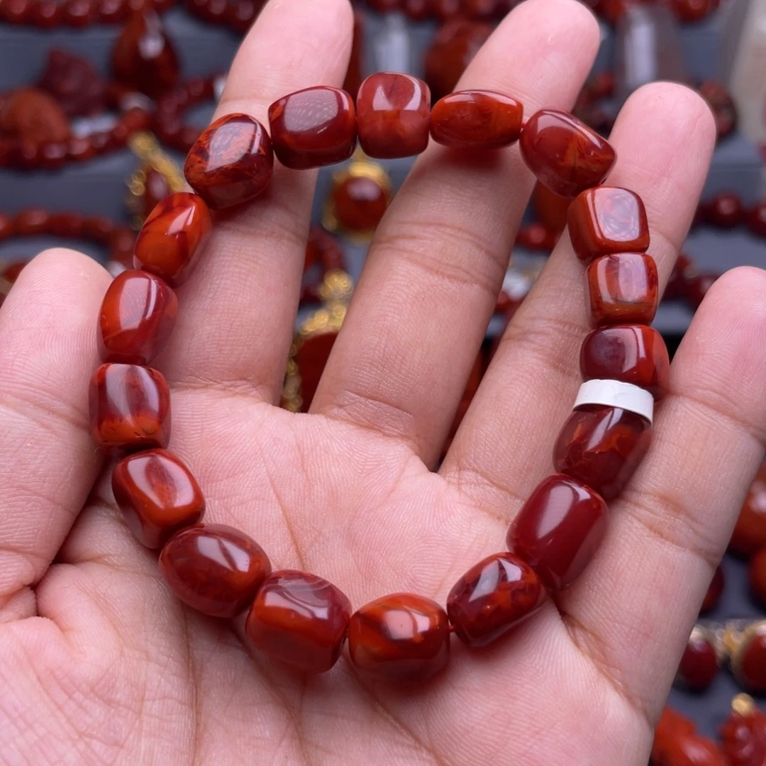 南红玛瑙未镶嵌珠宝奇石单圈9mm