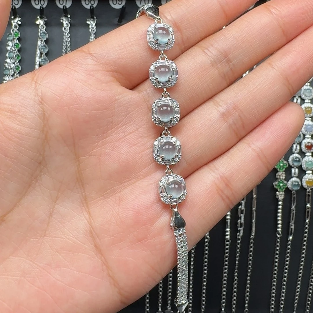 翡翠银S925镶嵌手链