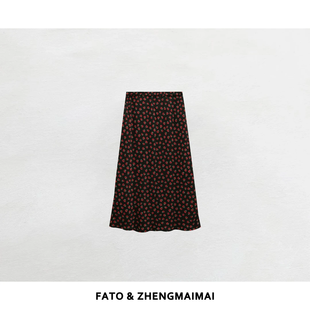 【郑买买】玫瑰的故事 新款独特设计凉快复古法式碎花长裙KW50730Q1