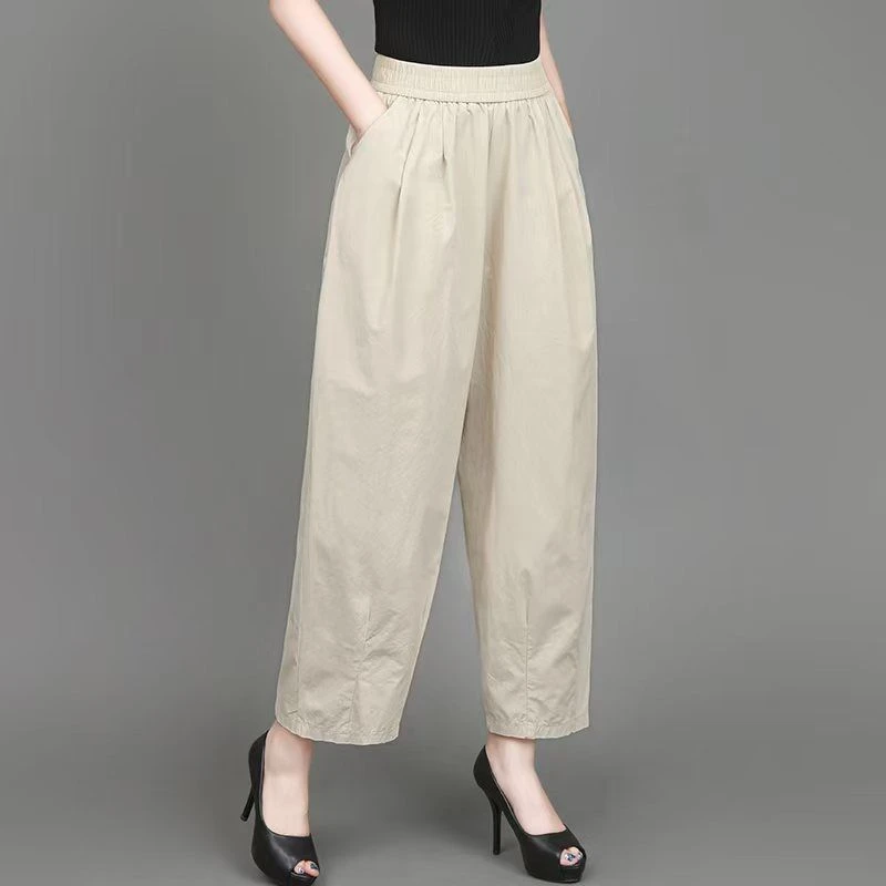 九分裤女松紧腰高腰宽松大码薄款夏季新款灯笼裤休闲显瘦气球裤