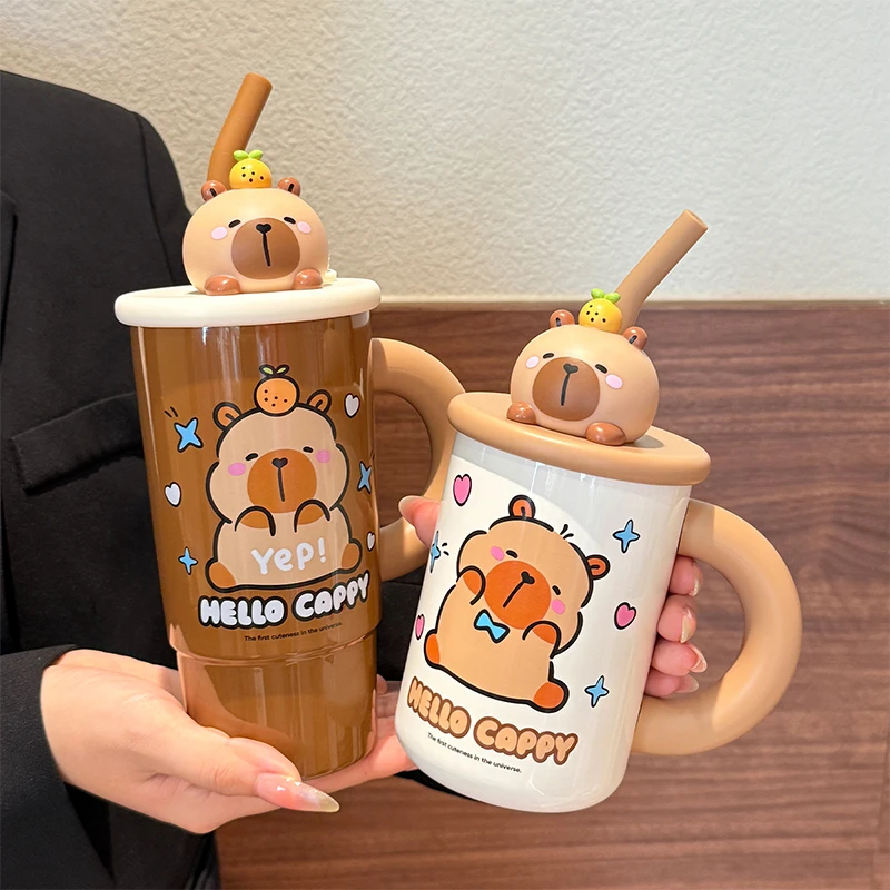 保温杯大容量冰霸杯316不锈钢吸管杯办公室桌面保冷咖啡杯带茶隔