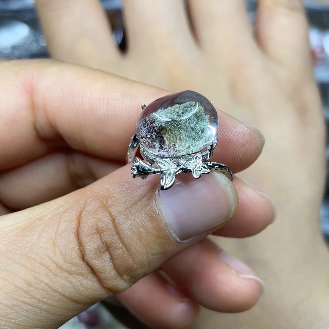【闪购商品】银S925镶嵌珠宝半成品水晶戒指