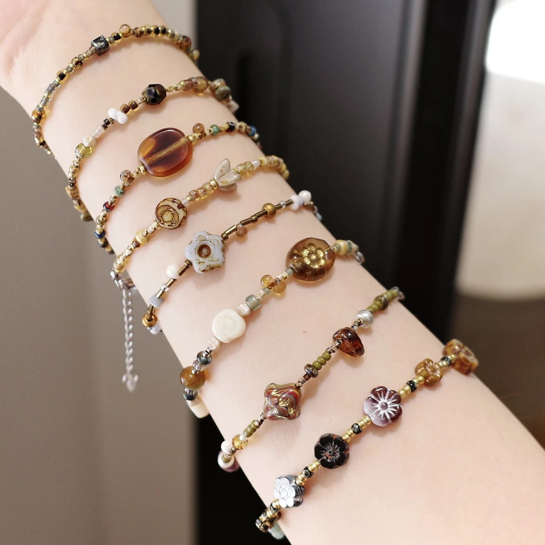 钛钢手链 【捷克琉璃】进口捷克琉璃米珠手链 原创手作