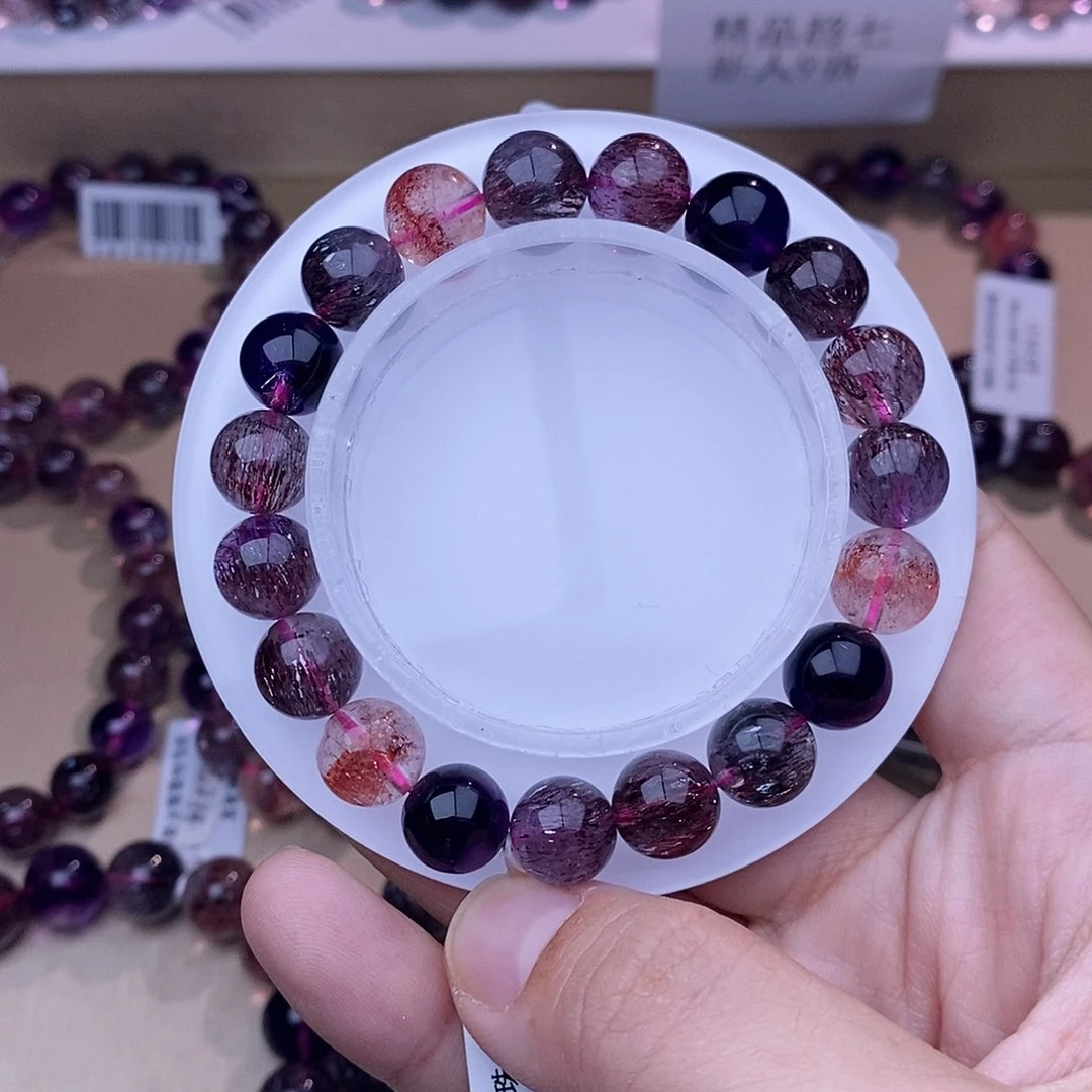 未镶嵌手链水晶黑加仑超七10mm