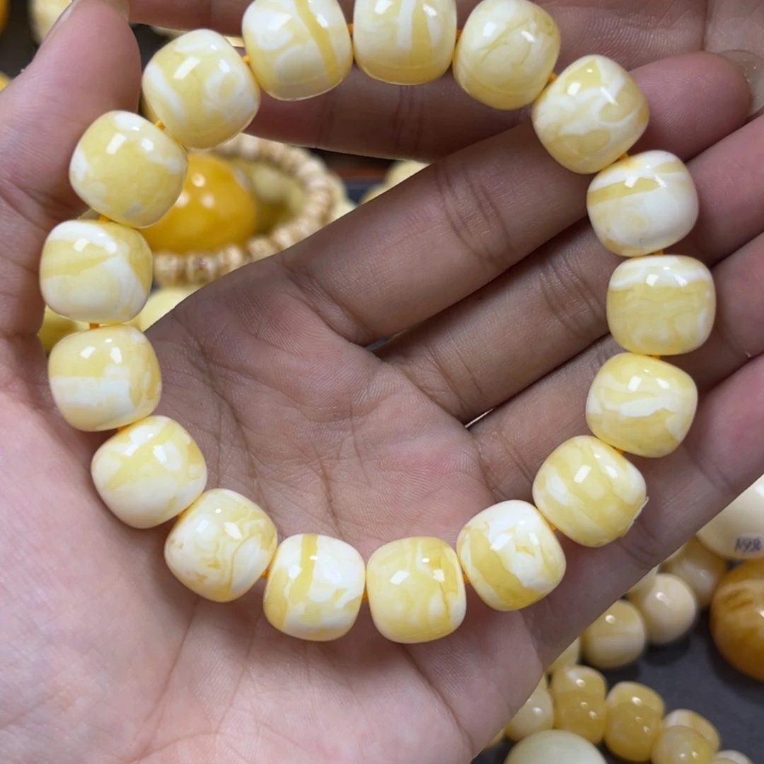 琥珀未镶嵌手串同料老邢手串13mm