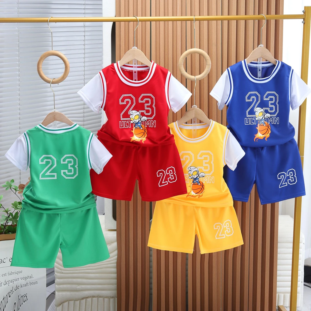 儿童篮球服套装男童夏季新款速干衣运动套装中小童宝宝帅气两件套