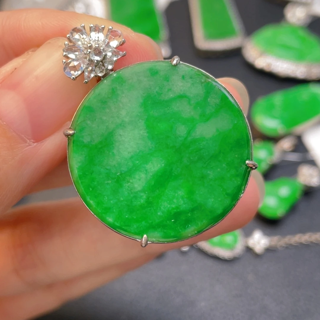 翡翠银S925镶嵌吊坠(不含链)