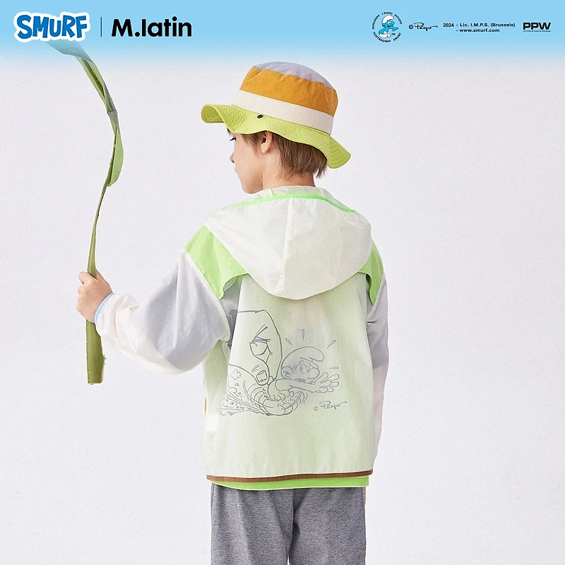 【蓝精灵联名】马拉丁童装儿童外套夏新款男童大童时髦拼接防晒服