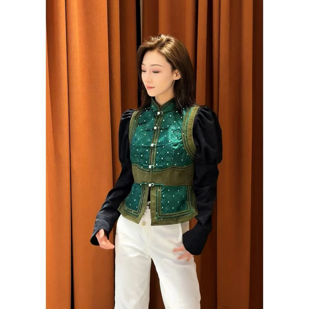 【卓日雅】8872新款民族风小立领对襟收腰马甲