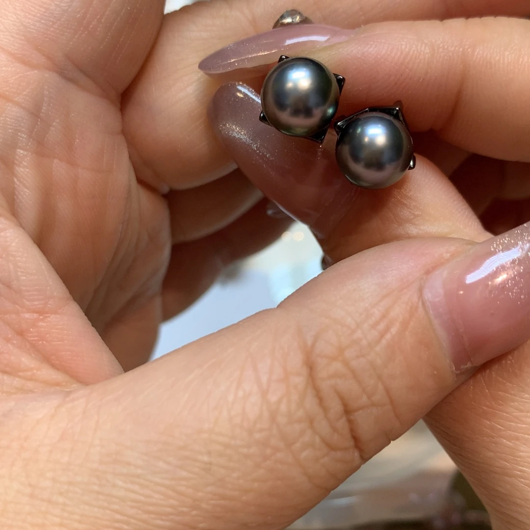 海水珍珠耳饰银S925镶嵌