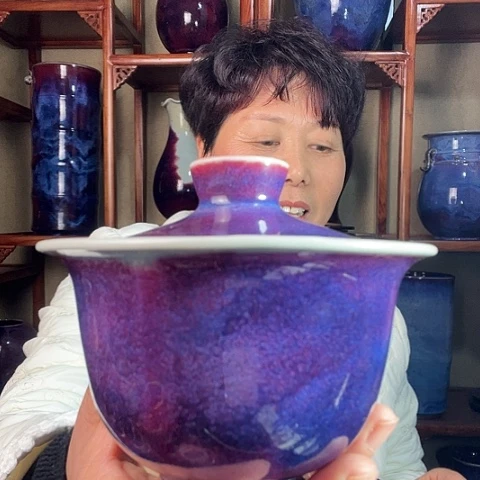 摆件五**门钧瓷手工艺品杯子