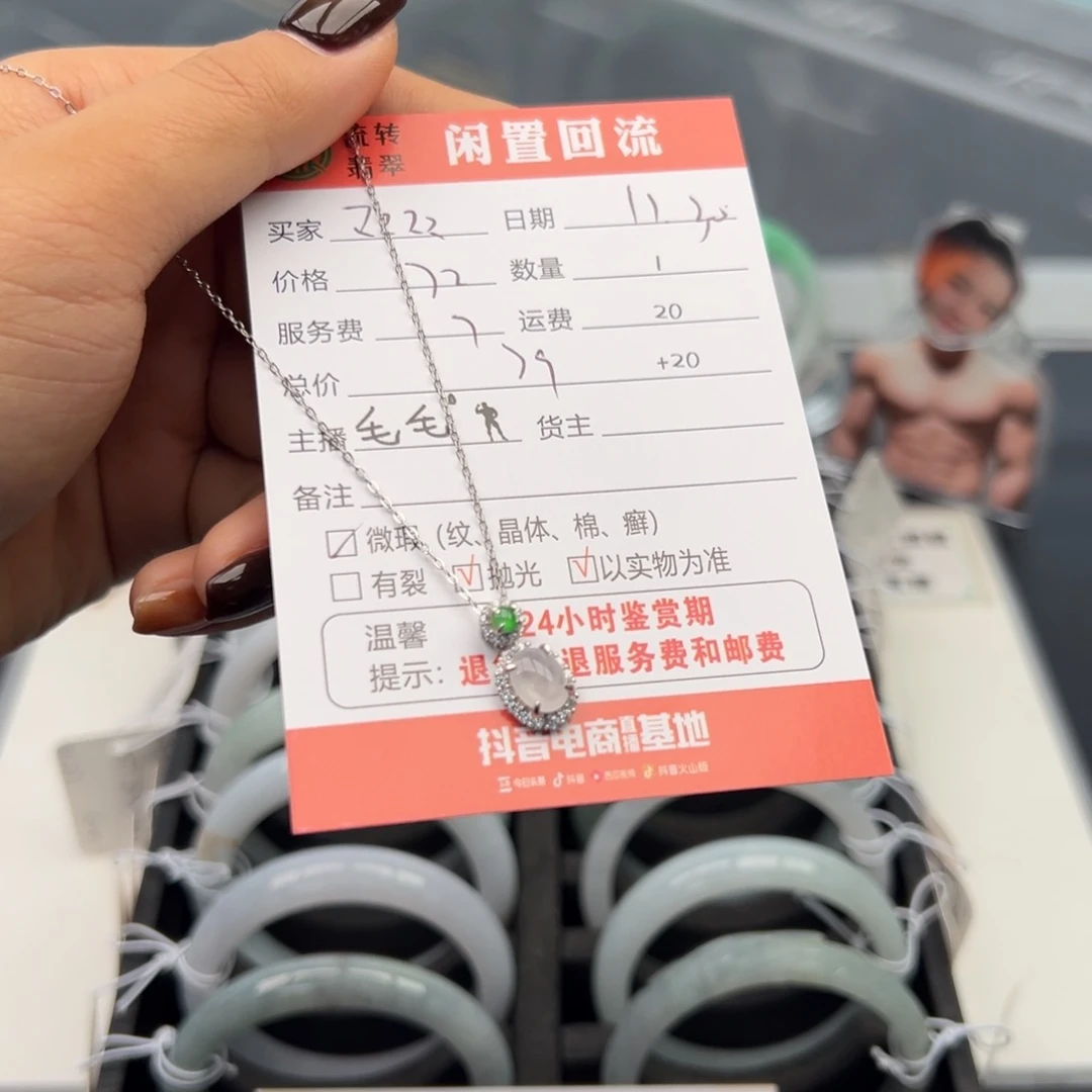 颈饰银S925镶嵌翡翠双****o