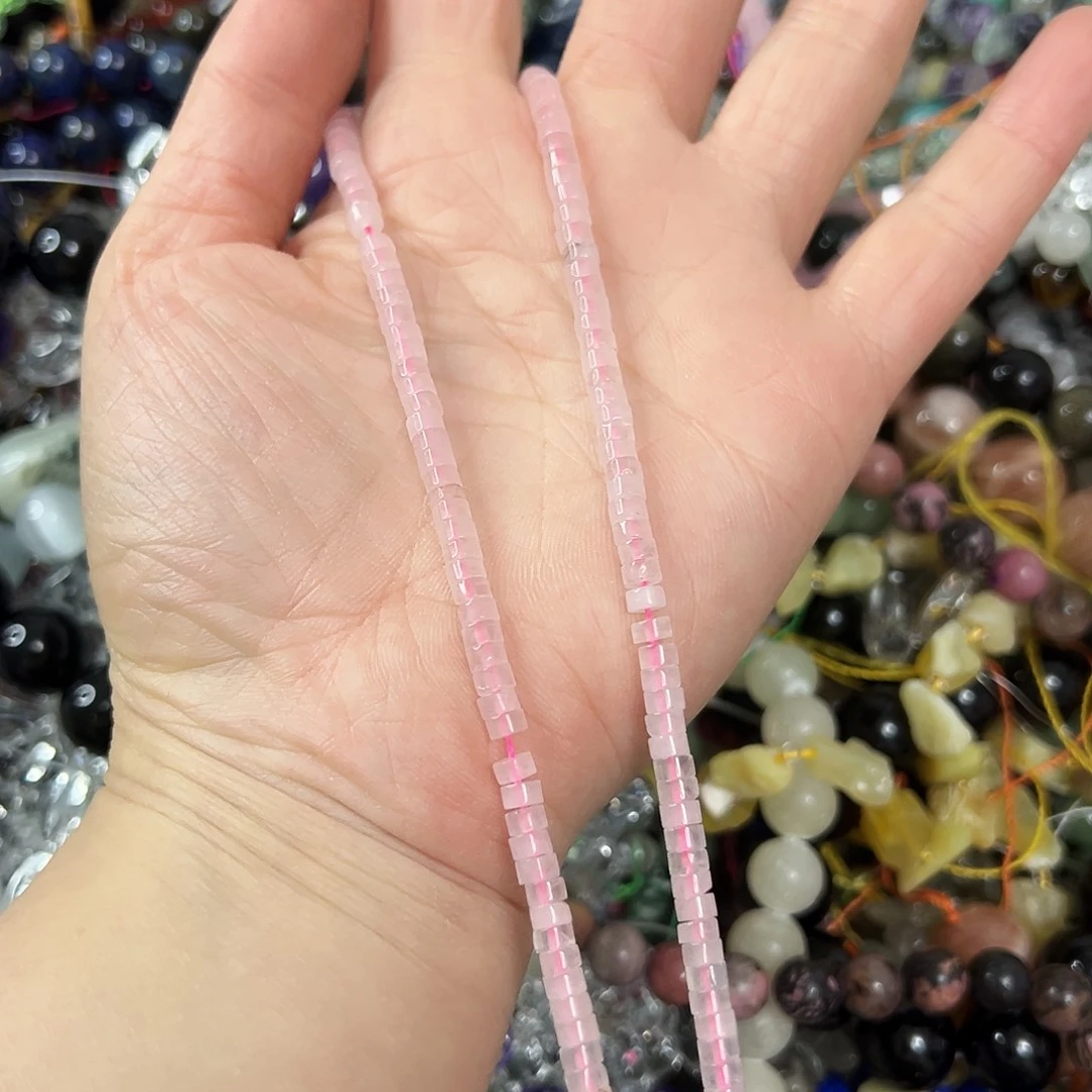 玛瑙/玉髓未镶嵌珠宝半成品，卡4粉水晶直切一条