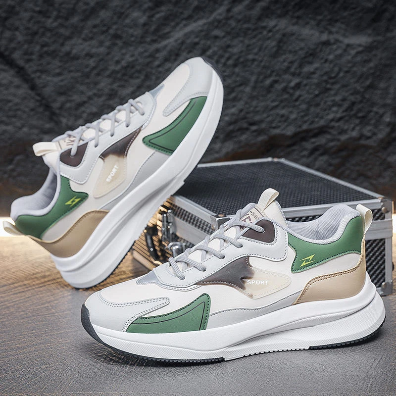 秋季新男鞋透气百搭低帮板鞋系带潮流休闲鞋软底运动鞋户外工装鞋
