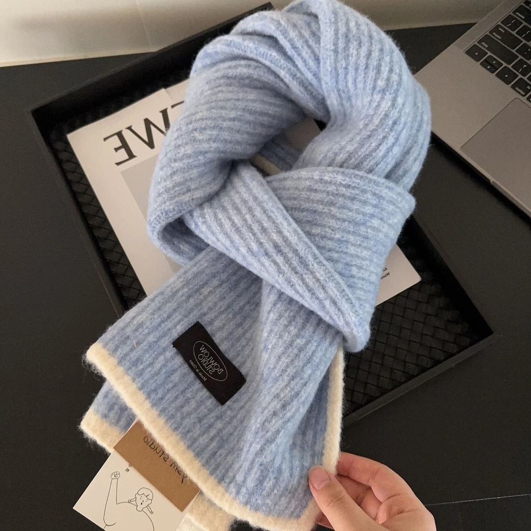 英国CospKosp 冬季联名艾兰织雾围脖边框撞色冬季保暖情侣围巾女